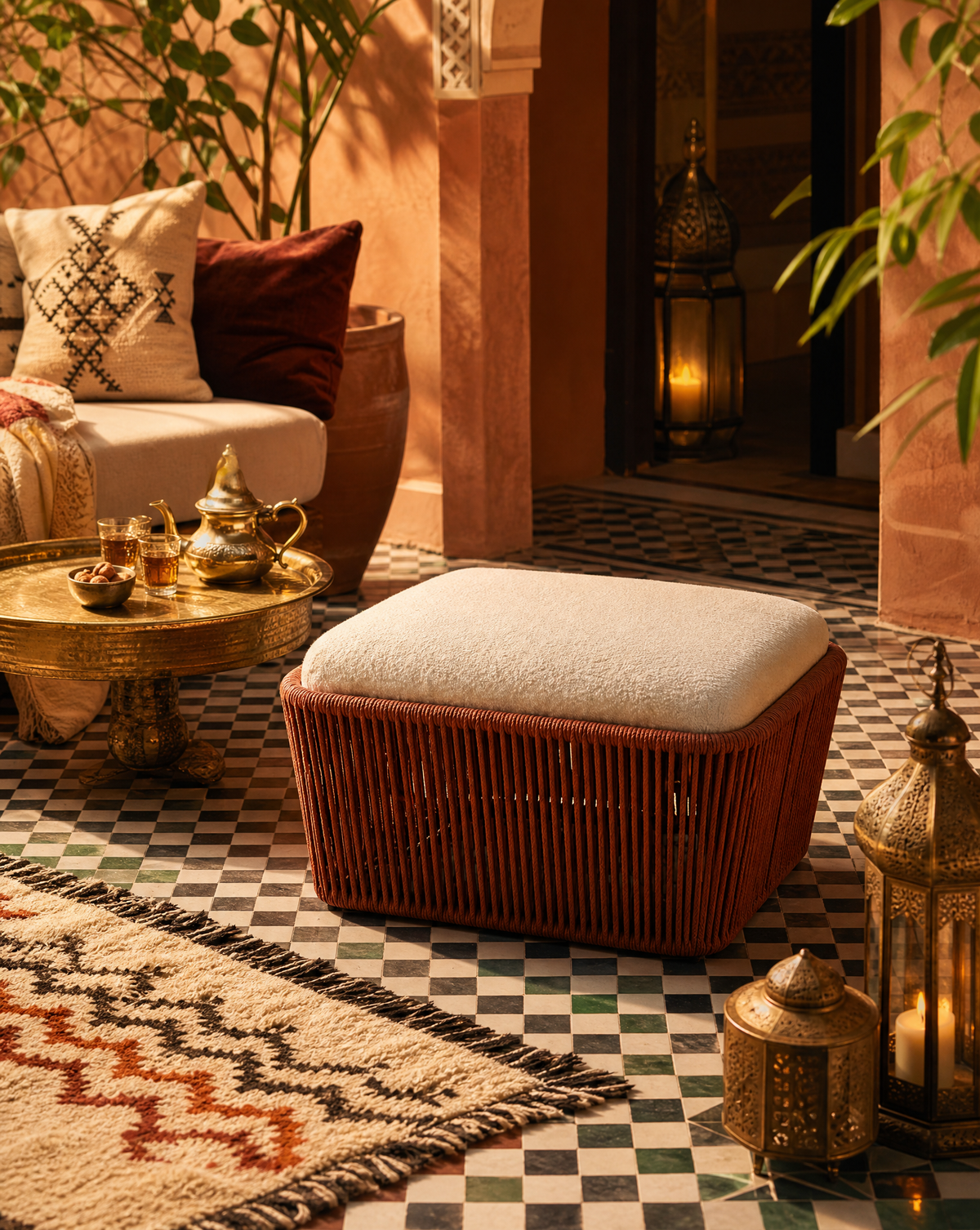 Inspiration - Escale à Marrakech - pouf tressé
